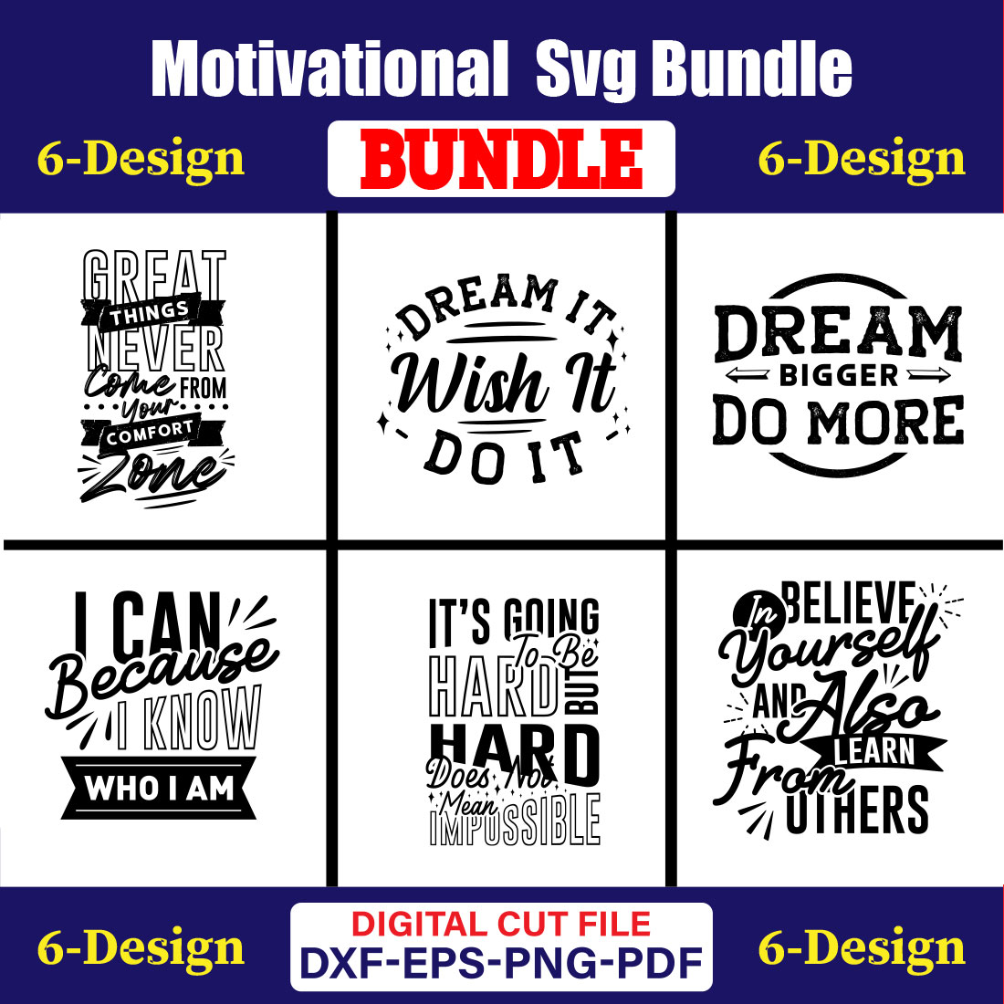 Motivational SVG T-shirt Design Bundle Vol-15 cover image.