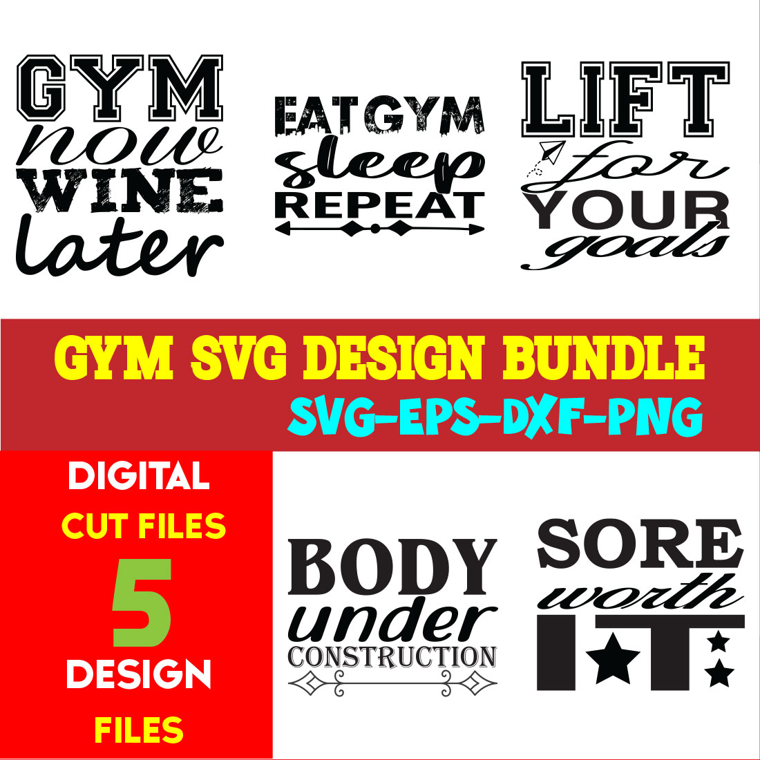 Gym T-shirt Design Bundle Volume-01 cover image.