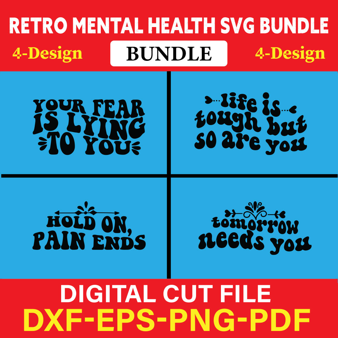 Retro Mental Health T-shirt Design Bundle Vol-5 cover image.