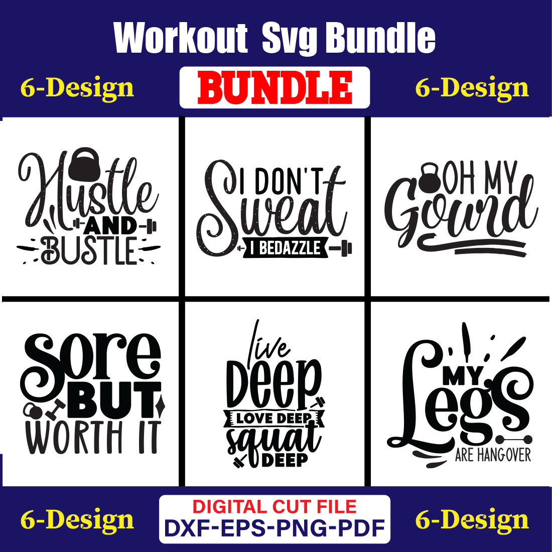 Workout T-shirt Design Bundle Vol-02 cover image.