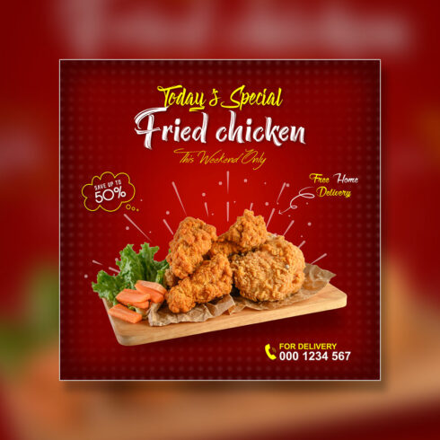 Special fried chicken sale social media post template cover image.