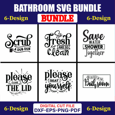 Bathroom SVG T-shirt Design Bundle Vol-03 cover image.