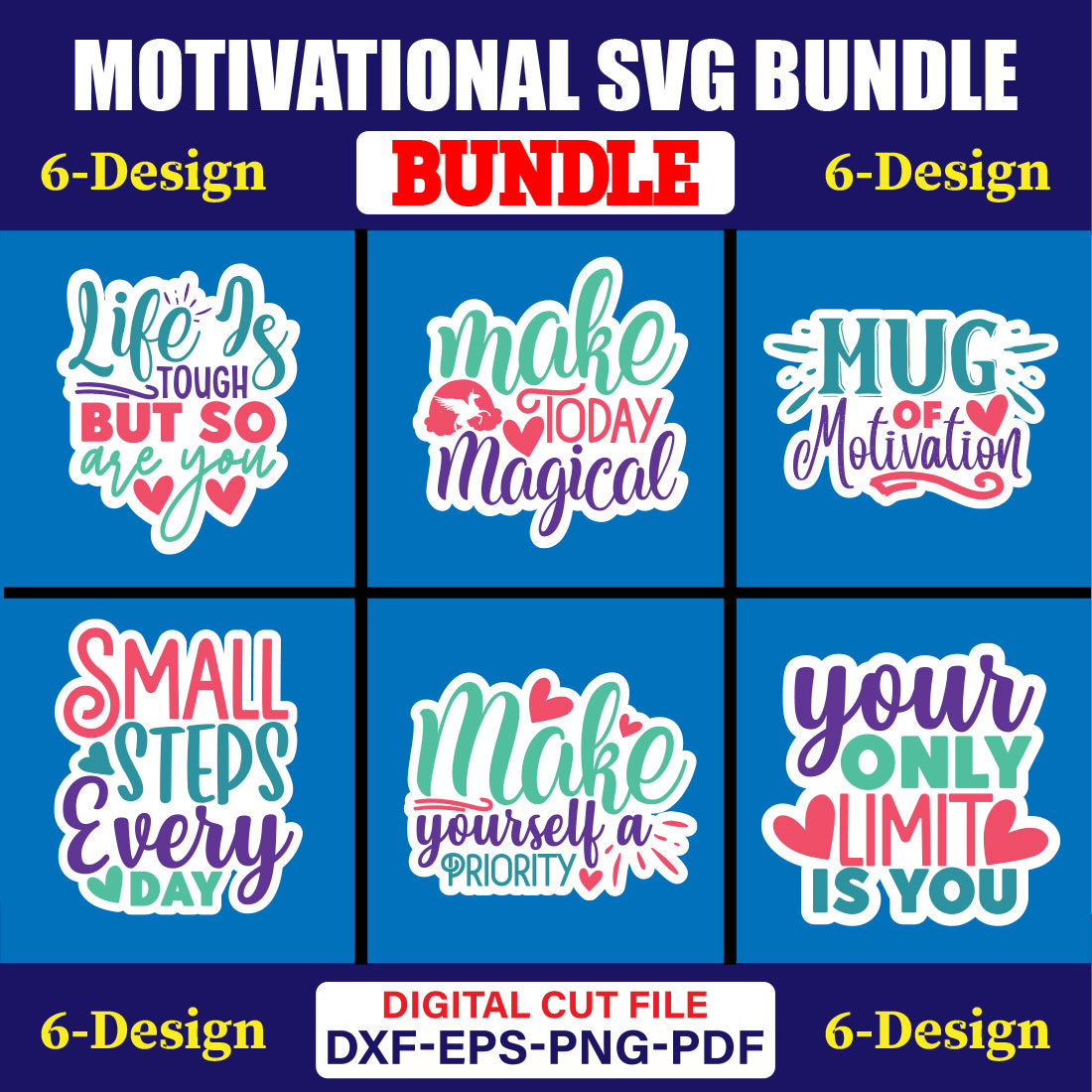 Motivational SVG T-shirt Design Bundle Vol-11 cover image.