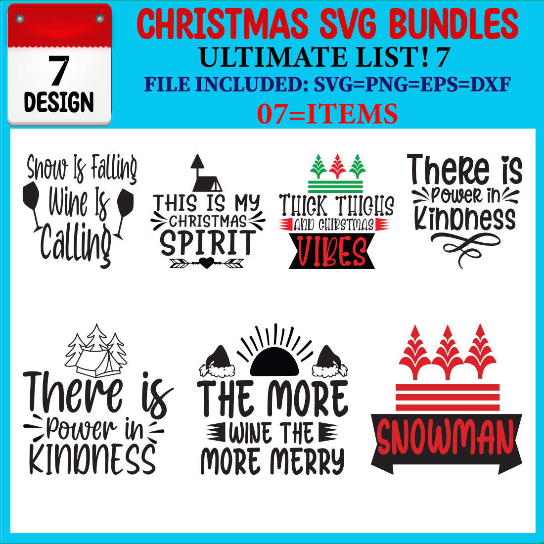 Ultimate List! Christmas SVG 07 T-shirt Design Bundle cover image.