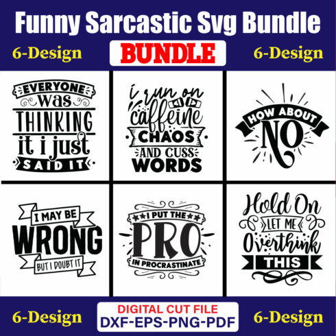 Funny Sarcastic SVG T-shirt Design Bundle Vol-01 cover image.