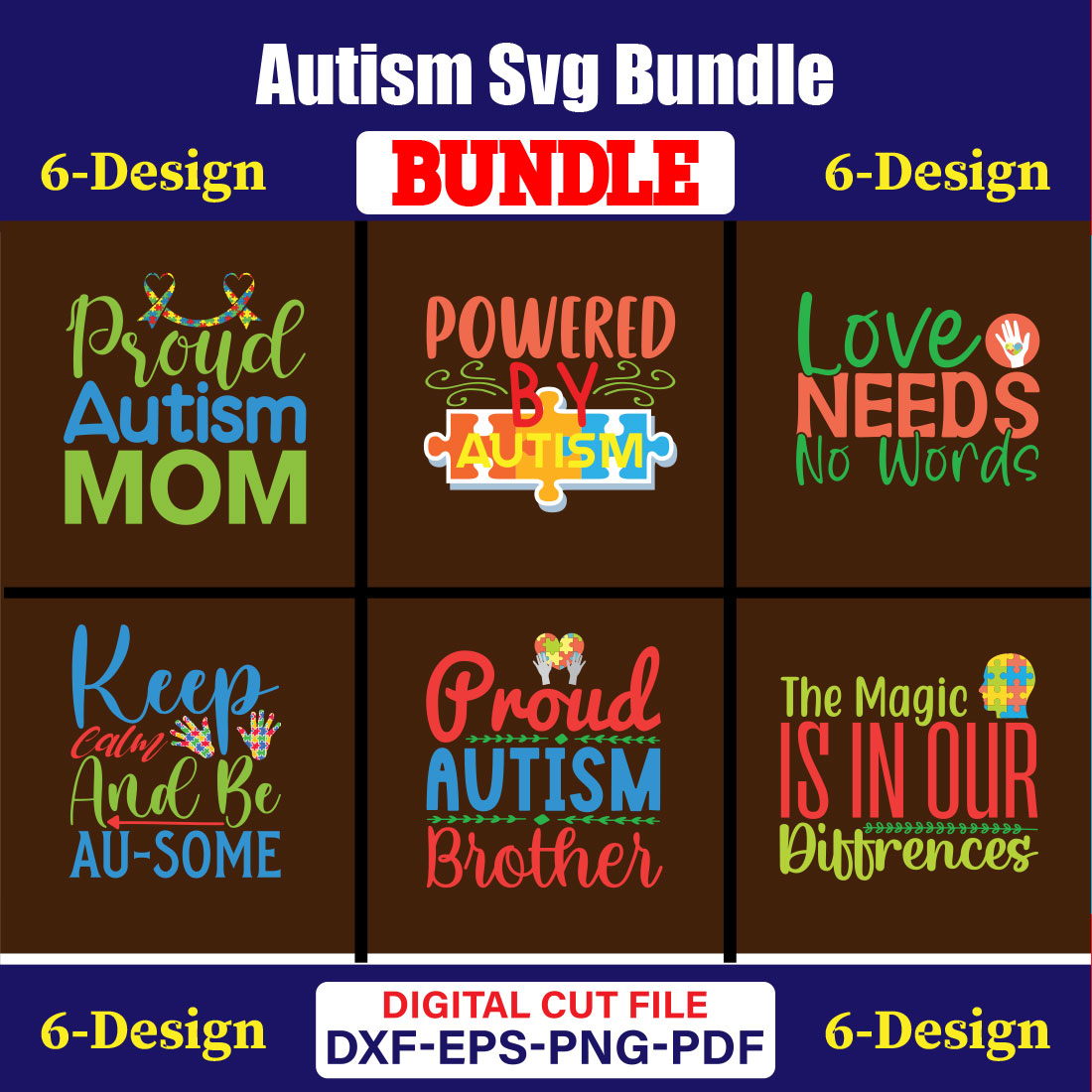 Autism Day T-shirt Design Bundle Vol- 10 cover image.