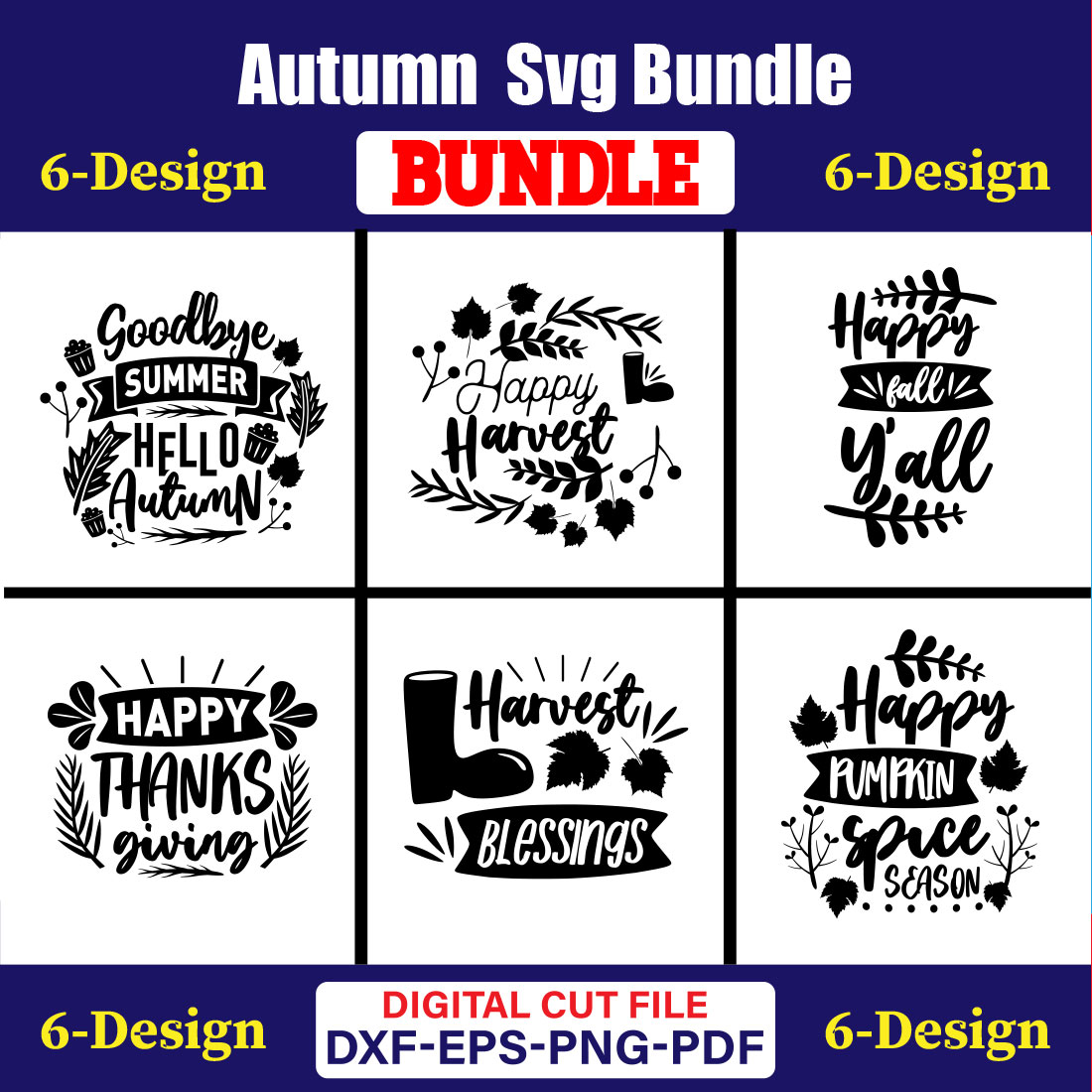 Autumn SVG T-shirt Design Bundle Vol-03 cover image.
