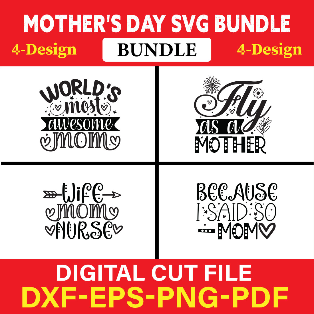 Mother's Day SVG T-shirt Design Bundle Vol-26 cover image.