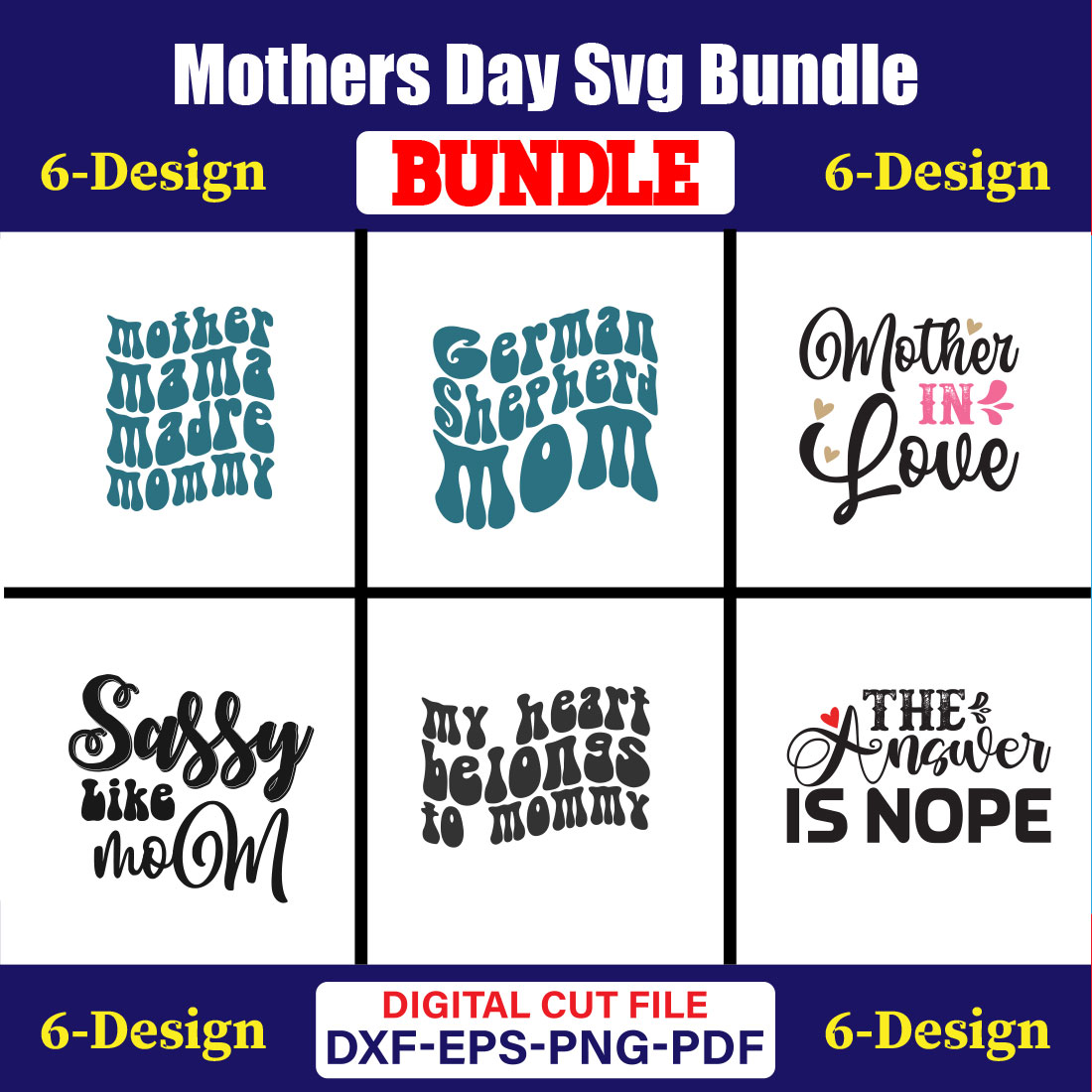 Mothers Day SVG Bundle, Mom life svg, Mama svg, Funny Mom Svg, Blessed mama svg, Mom of boys girls svg-Vol-125 cover image.