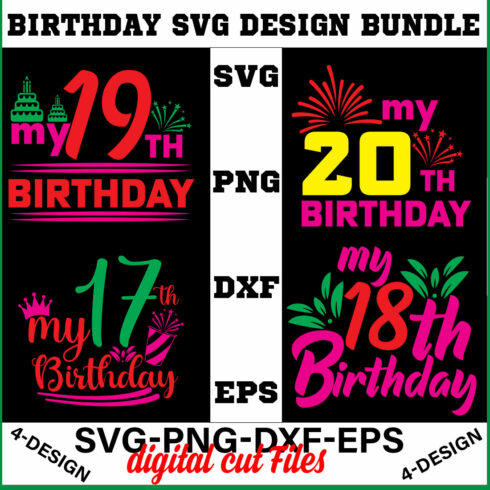 birthday svg design bundle Happy birthday svg bundle hand lettered birthday svg birthday party svg Volume-05 cover image.