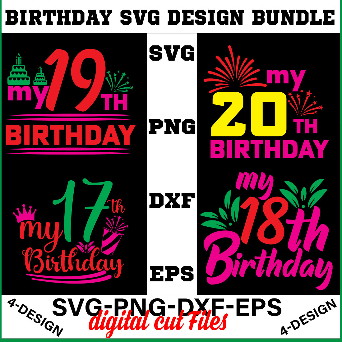 birthday svg design bundle Happy birthday svg bundle hand lettered birthday svg birthday party svg Volume-05 cover image.