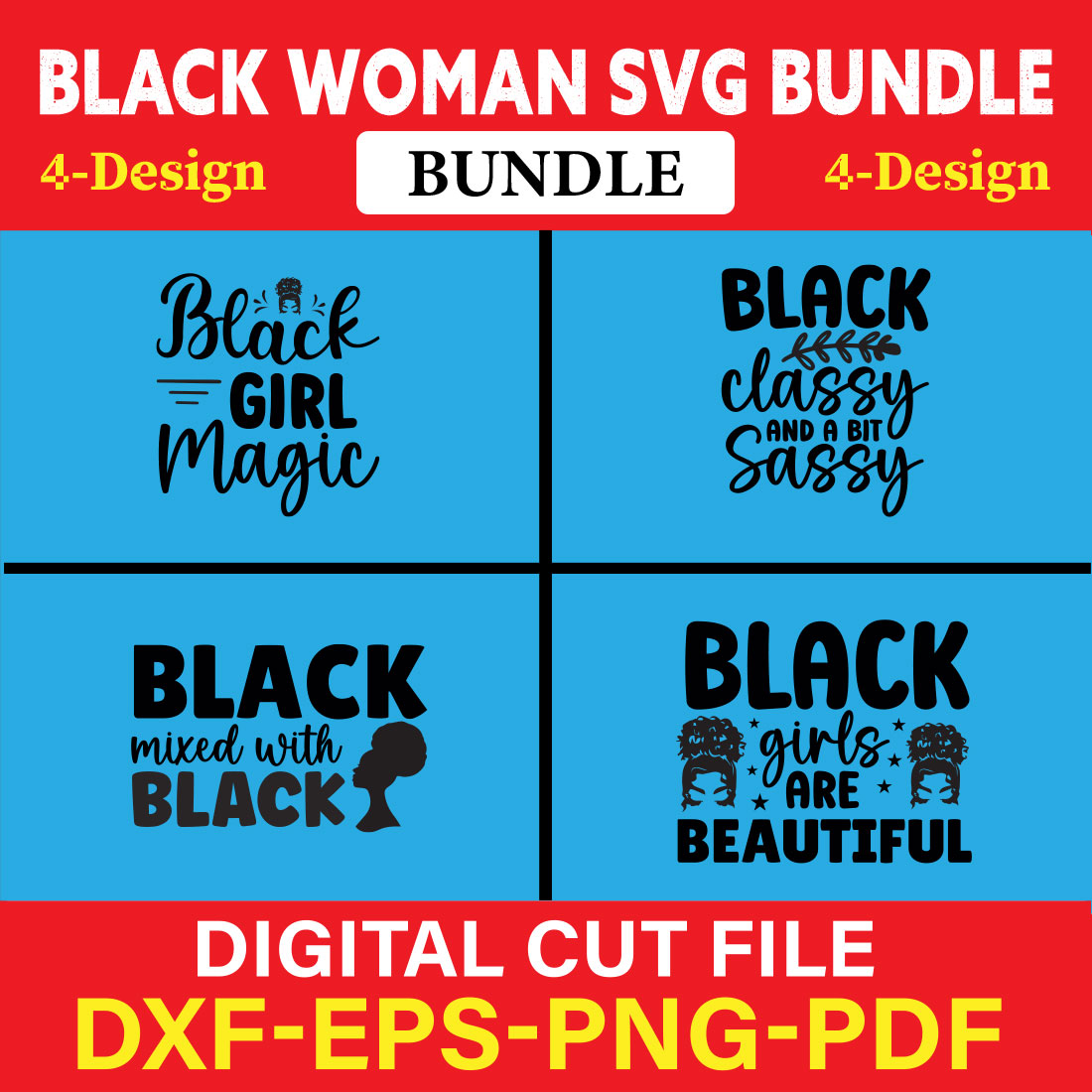 Black Woman T-shirt Design Bundle Vol-1 cover image.