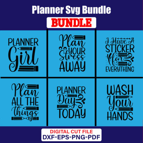 Planner SVG T-shirt Design Bundle Vol-01 cover image.