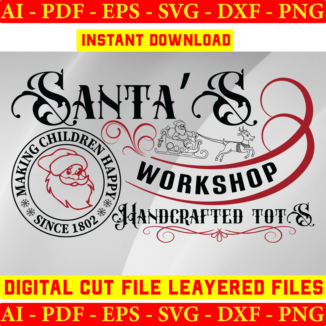 Santas Workshop Handcrafted Tots Making Children Happy Since 1802 cover image.