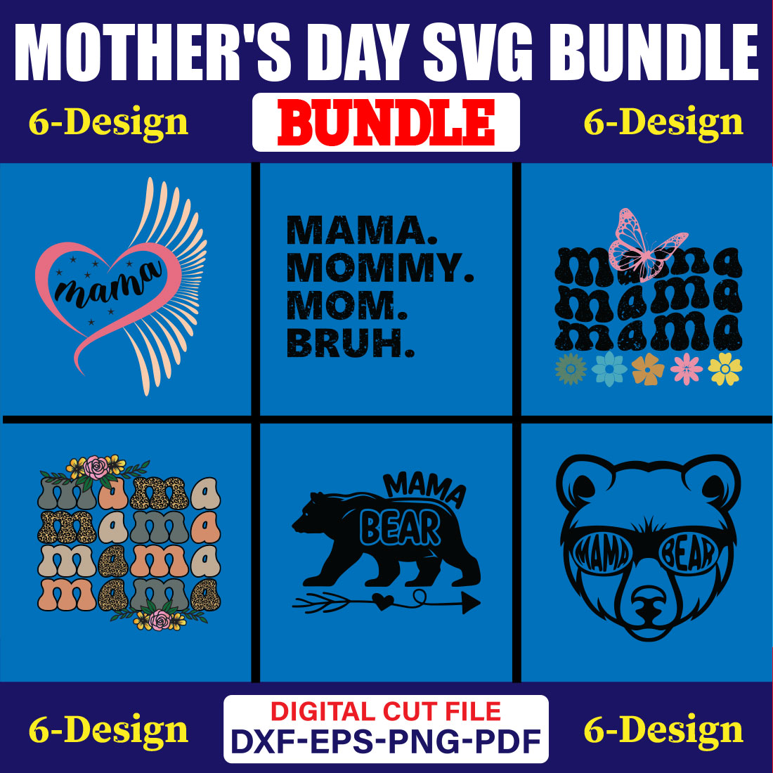 Mother's Day SVG T-shirt Design Bundle Vol-46 cover image.