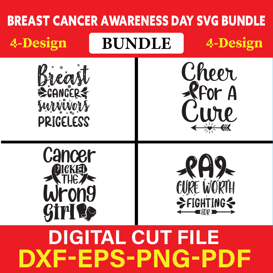 Breast Cancer Awareness T-shirt Design Bundle Vol-6 cover image.