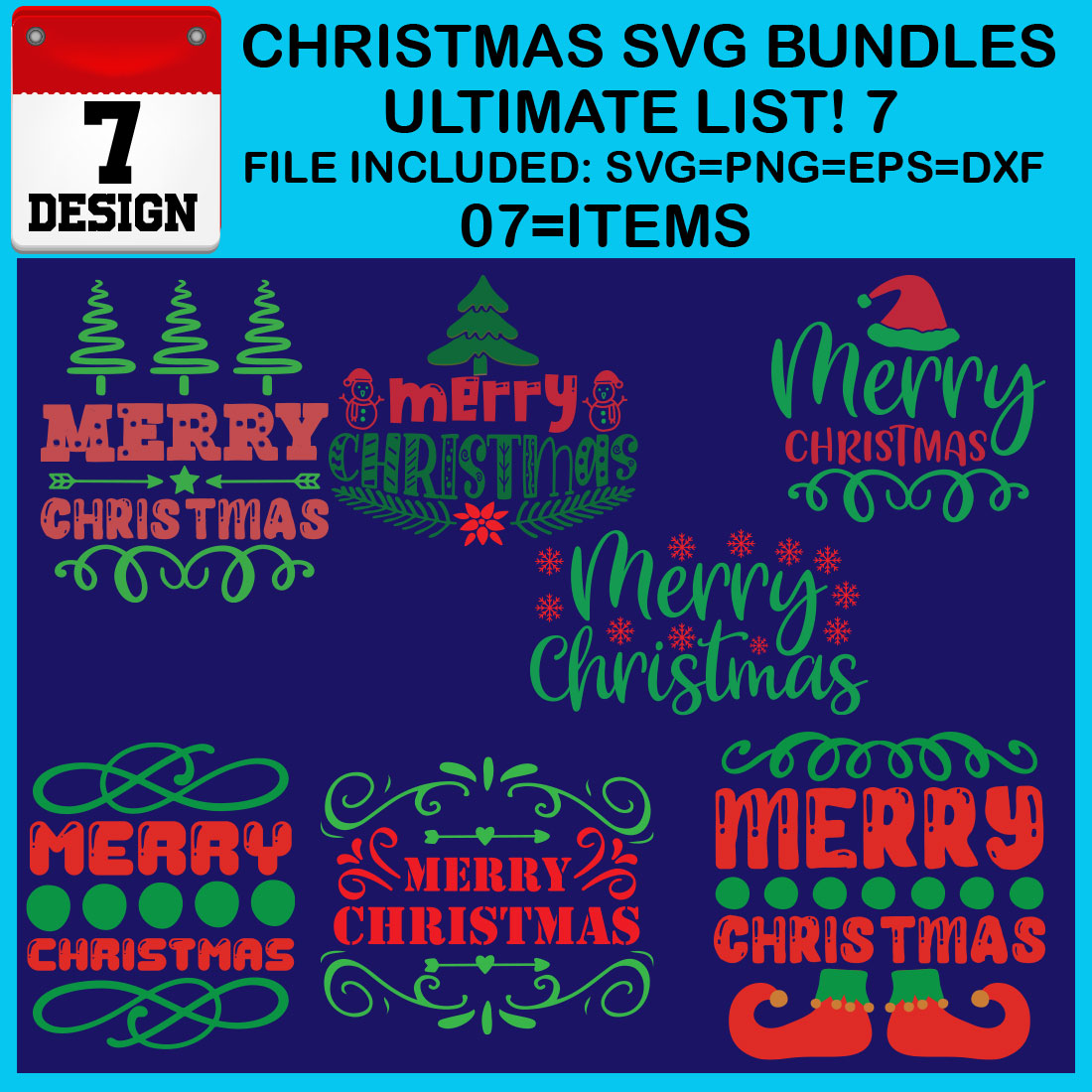 Free Ultimate List! 7 Christmas SVG Bundles cover image.