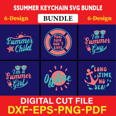Summer Keychain T-shirt Design Bundle Vol-3 cover image.