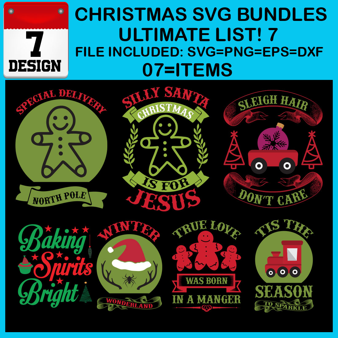 Free Ultimate List! 7 Christmas SVG Bundles cover image.