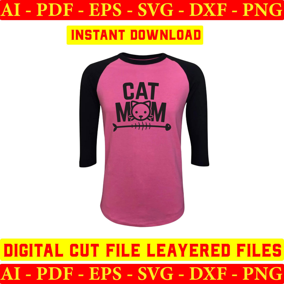 Pink and black shirt with a cat mom on it.