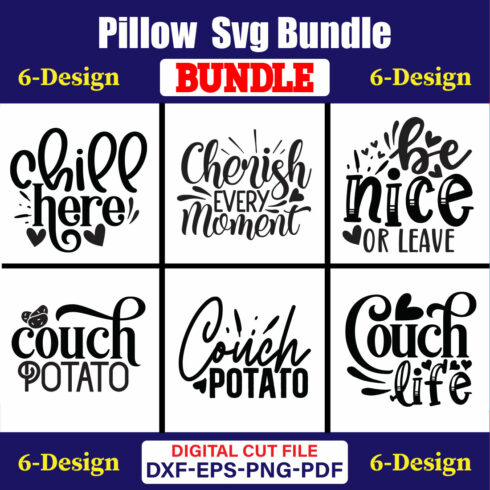 Pillow SVG T-shirt Design Bundle Vol-01 cover image.
