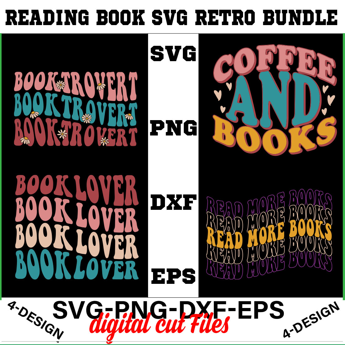 Reading Book SVG Retro Bundle Vol-04 cover image.