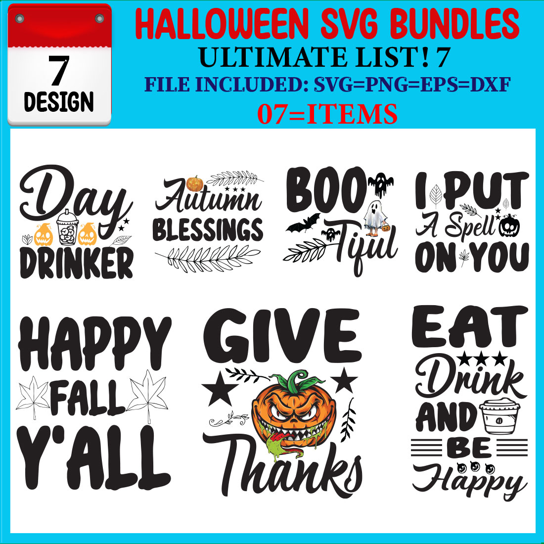 Halloween SVG 07 T-shirt Design Bundle cover image.