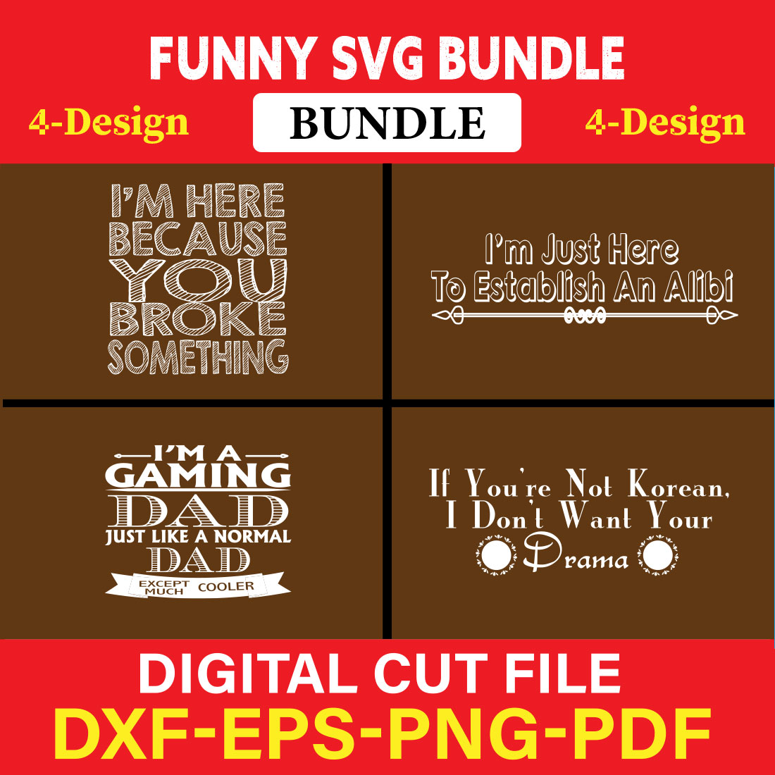 Funny SVG T-shirt Design Bundle Vol-42 cover image.