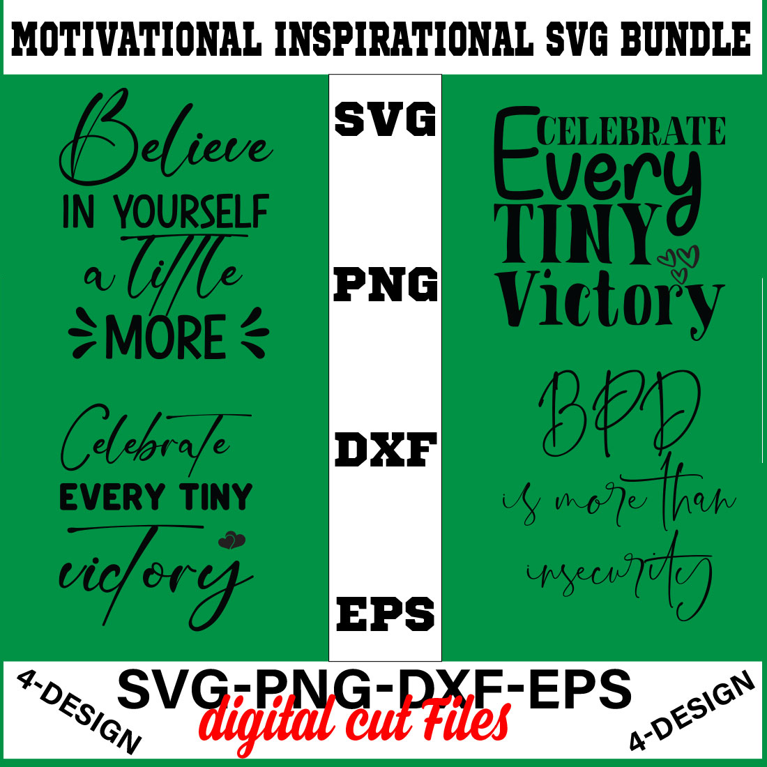 Motivational Inspirational Svg Bundle Vol-01 cover image.