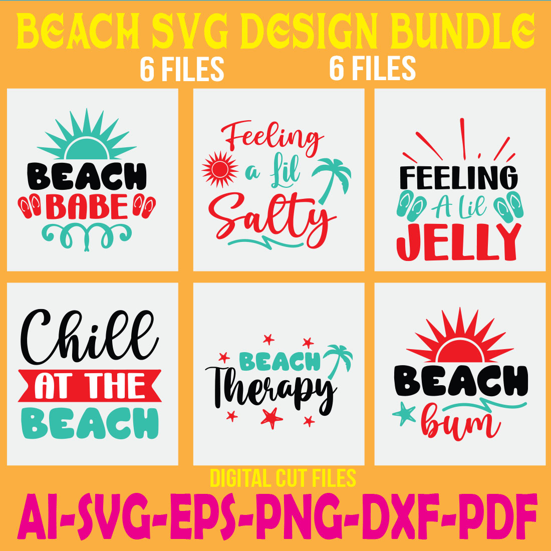 Beach SVG Design Bundle cover image.