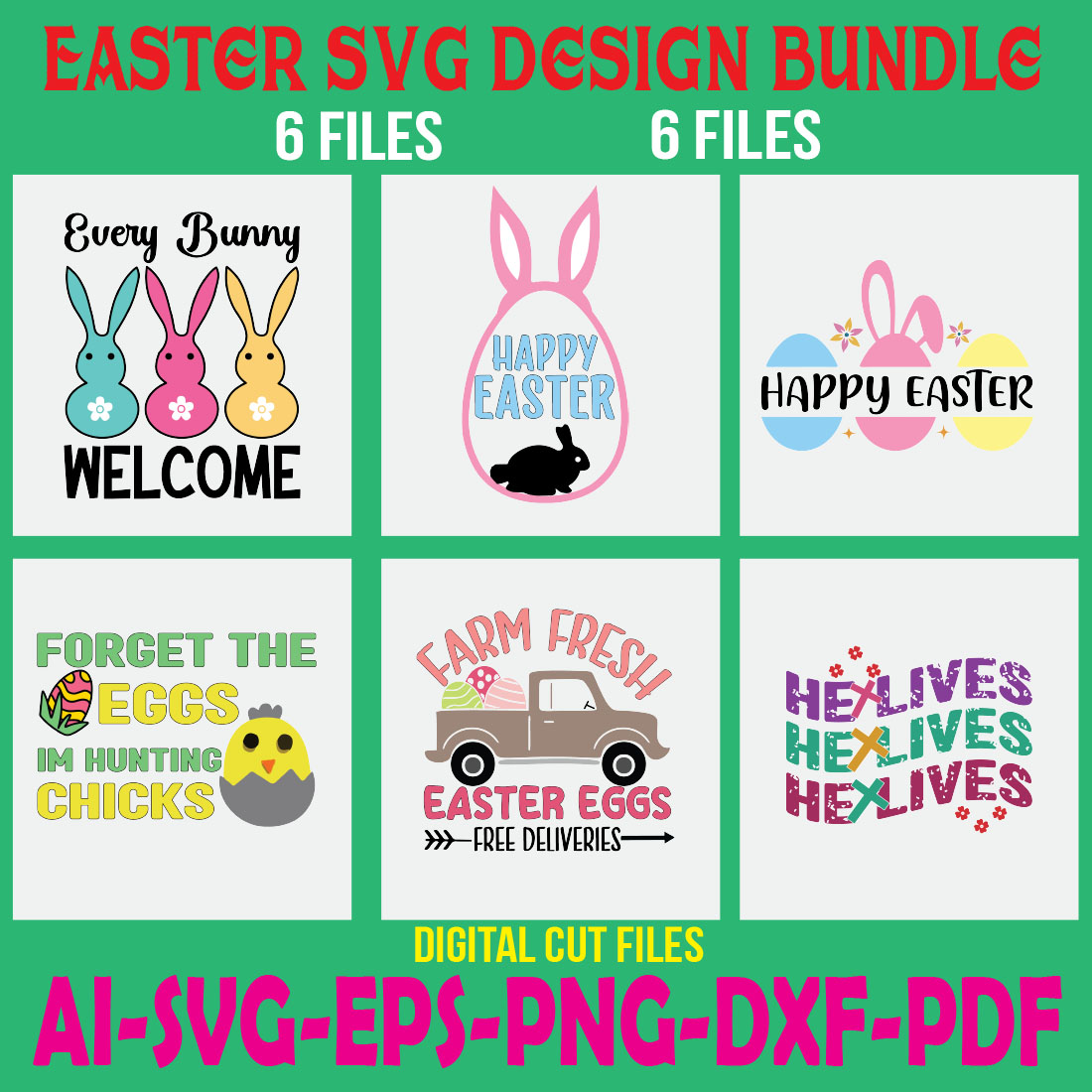 Easter SVG Design Bundle cover image.