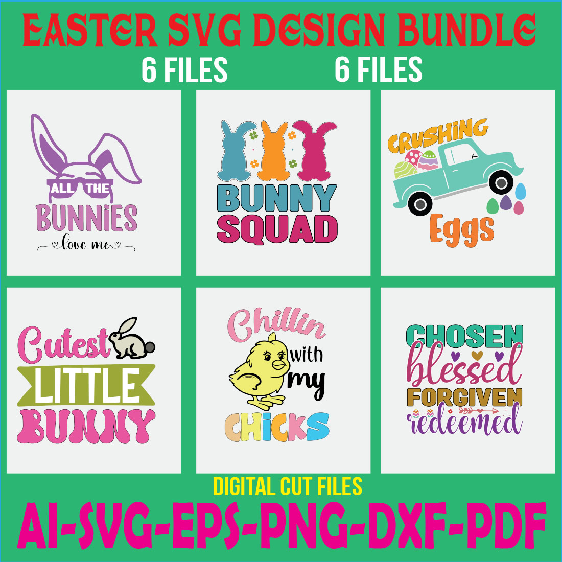 Easter SVG Design Bundle cover image.