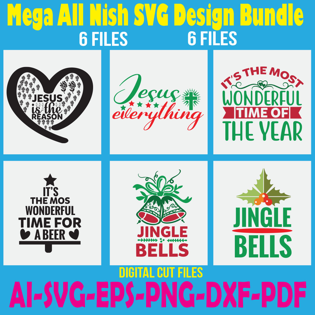 Mega All Nish SVG Design Bundle cover image.