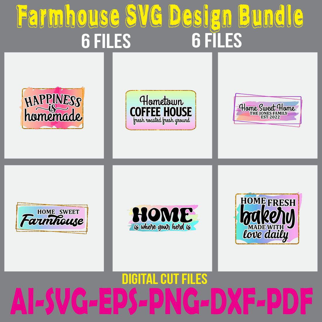 Farmhouse SVG Design Bundle cover image.