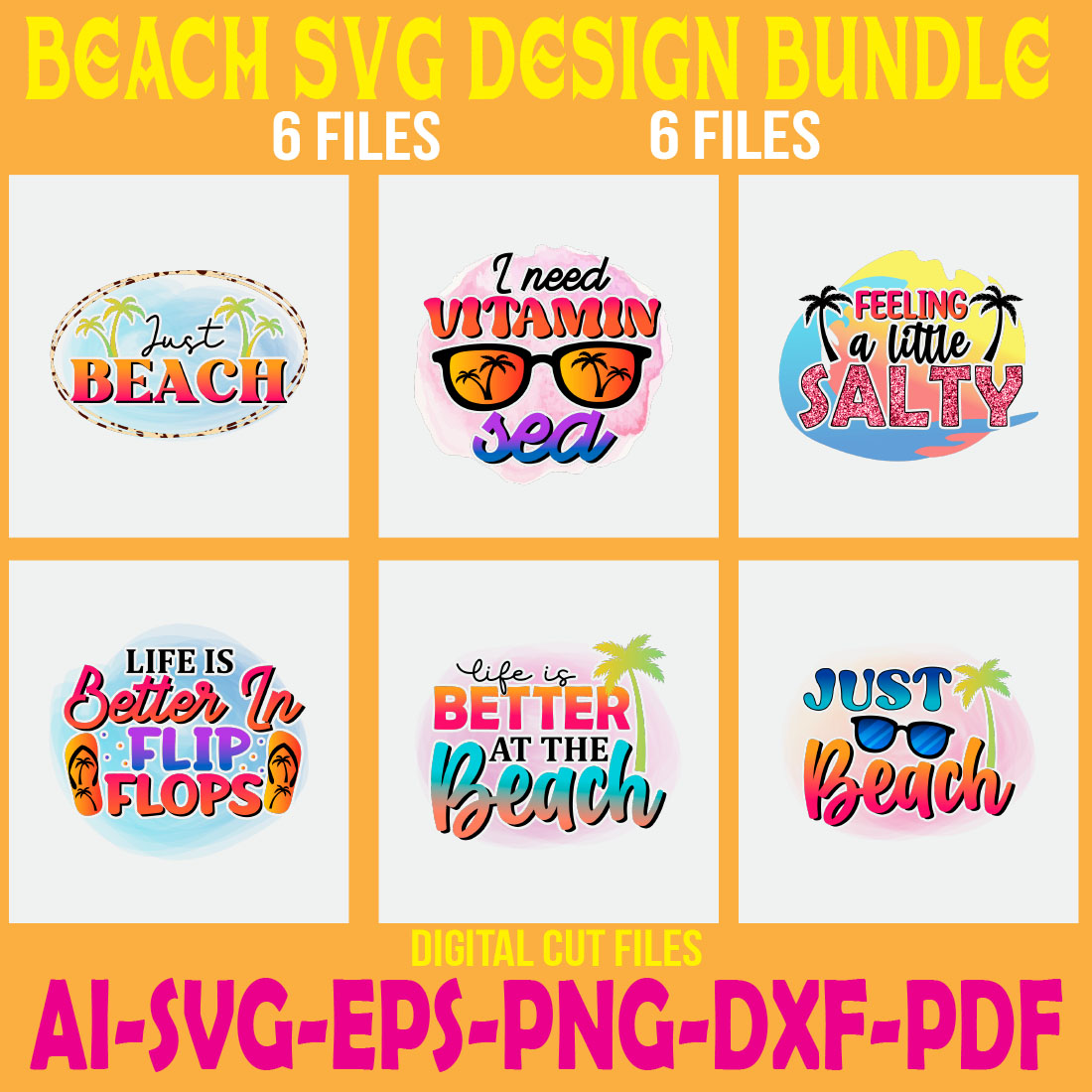 Beach SVG Design Bundle cover image.