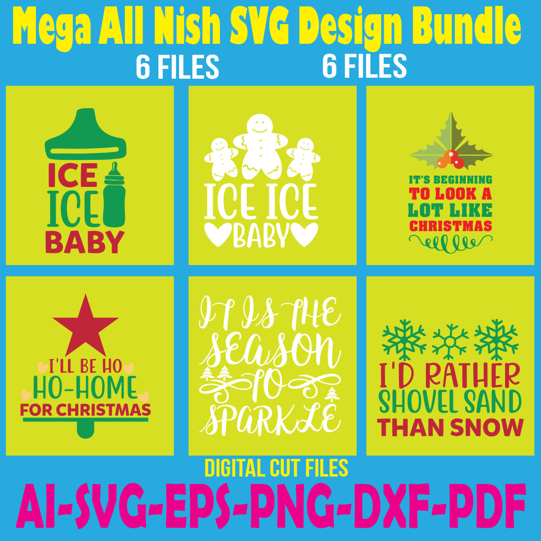 Mega All Nish SVG Design Bundle cover image.