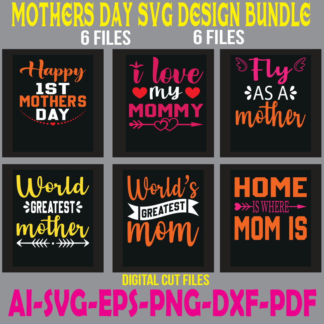 Mothers Day SVG Design Bundle cover image.