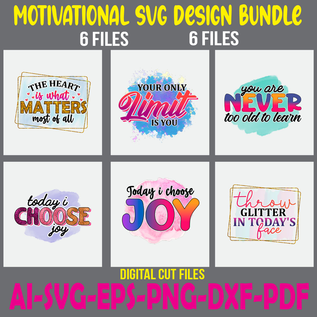 Motivational SVG Design Bundle cover image.