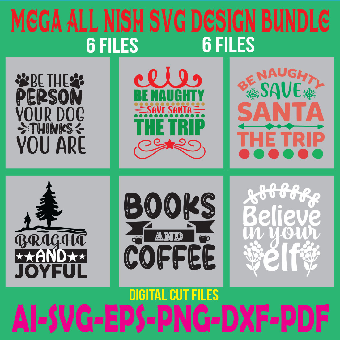 Mega All Nish SVG Design Bundle cover image.