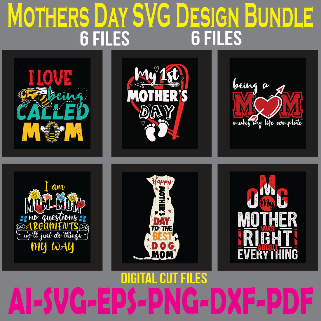 Mothers Day SVG Design Bundle cover image.