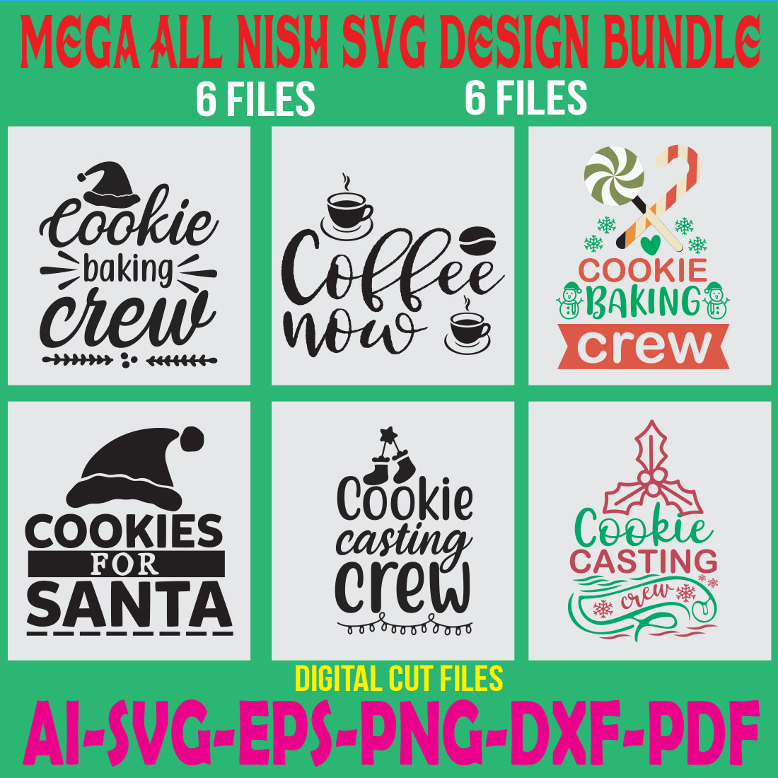 Mega All Nish SVG Design Bundle cover image.