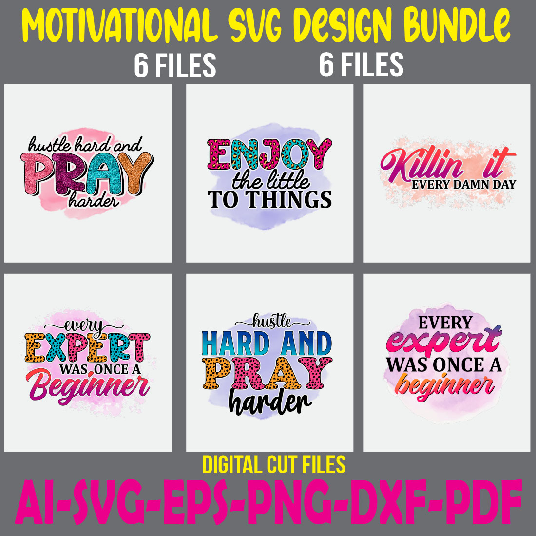 Motivational SVG Design Bundle cover image.