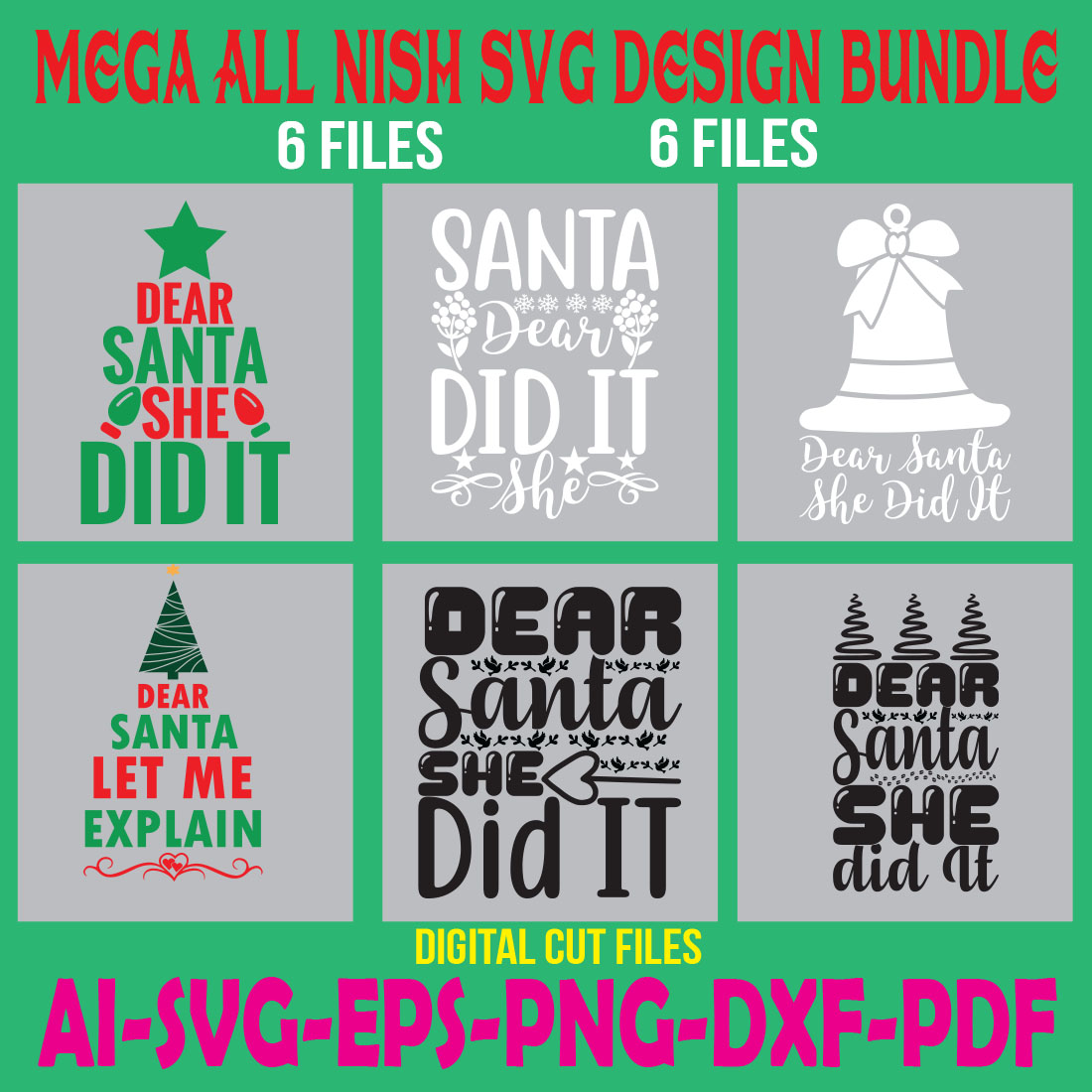 Mega All Nish SVG Design Bundle cover image.