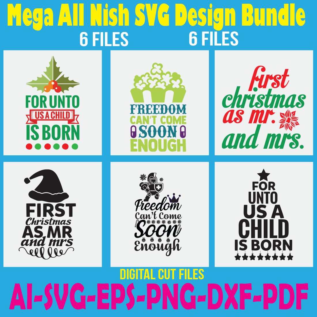 Mega All Nish SVG Design Bundle cover image.