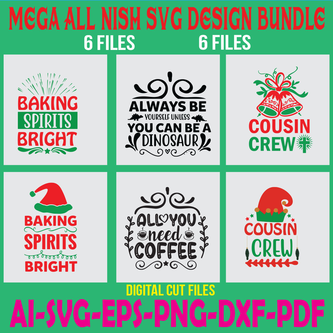 Mega All Nish SVG Design Bundle cover image.