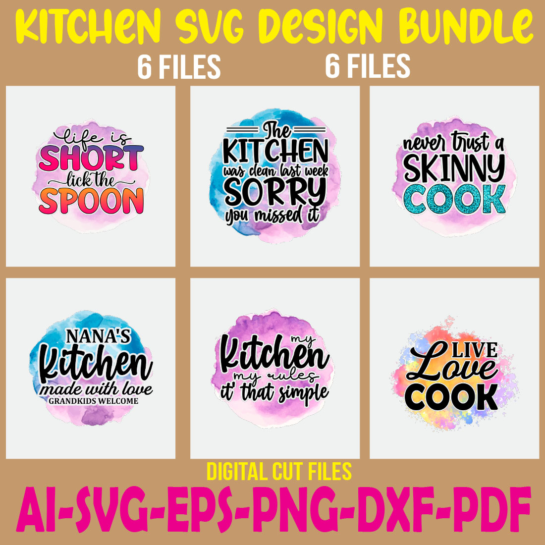 Kitchen SVG Design Bundle cover image.