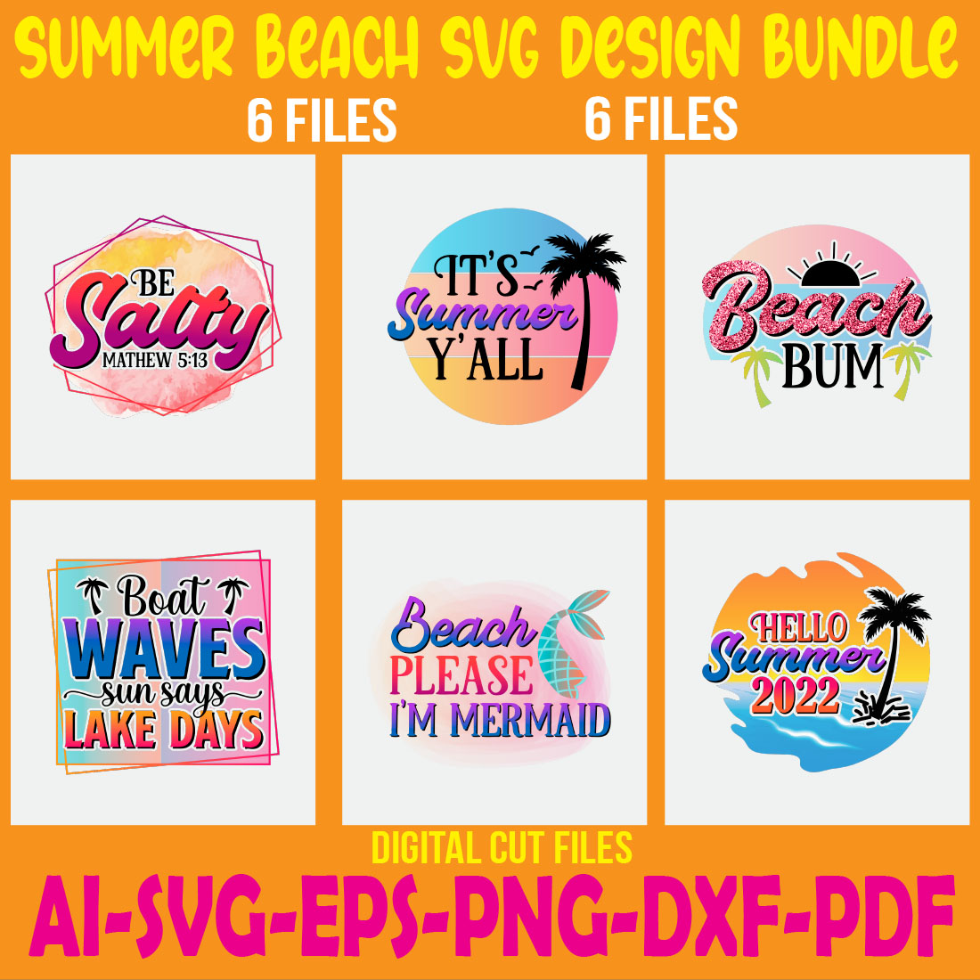 Summer Beach SVG Design Bundle cover image.