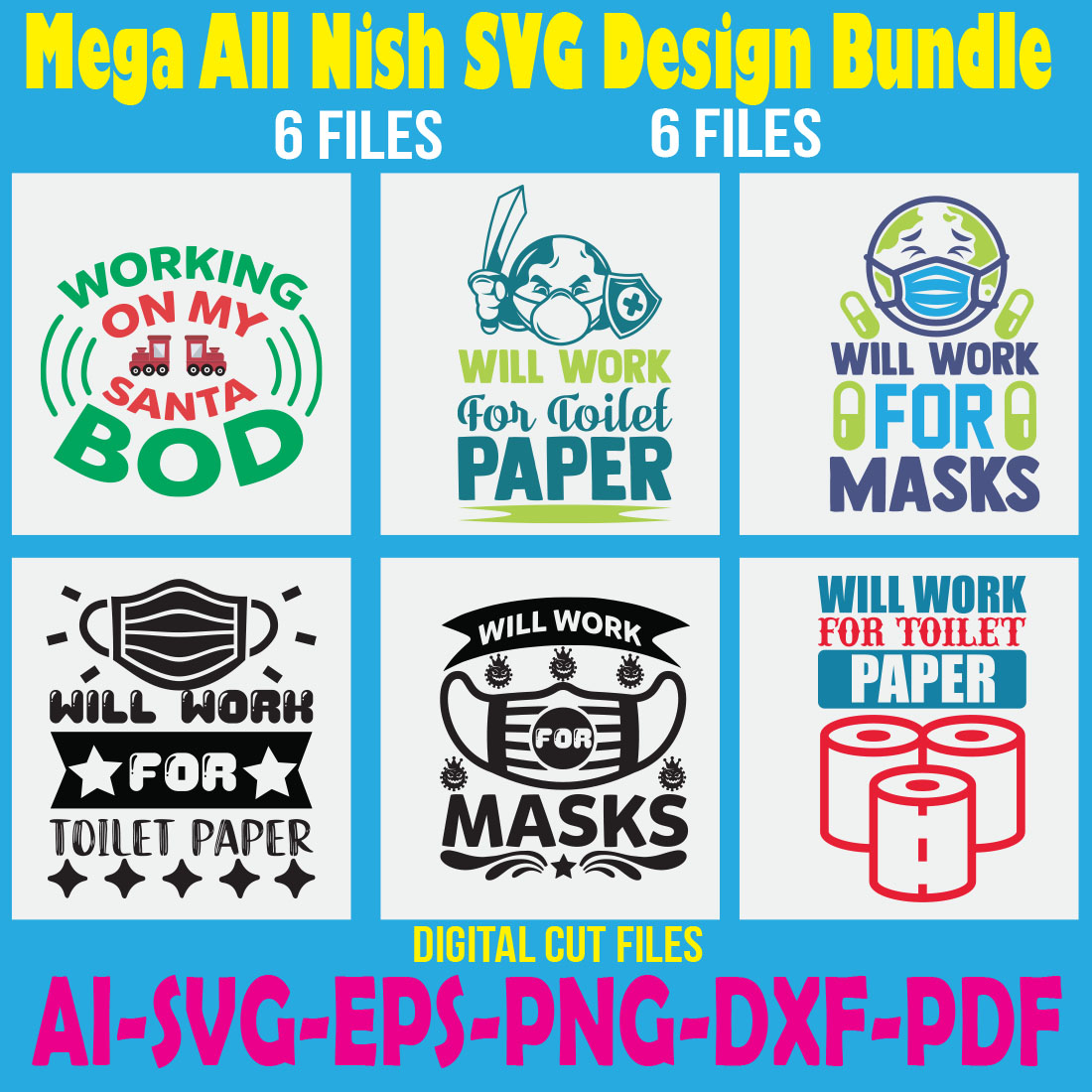 Mega All Nish SVG Design Bundle cover image.