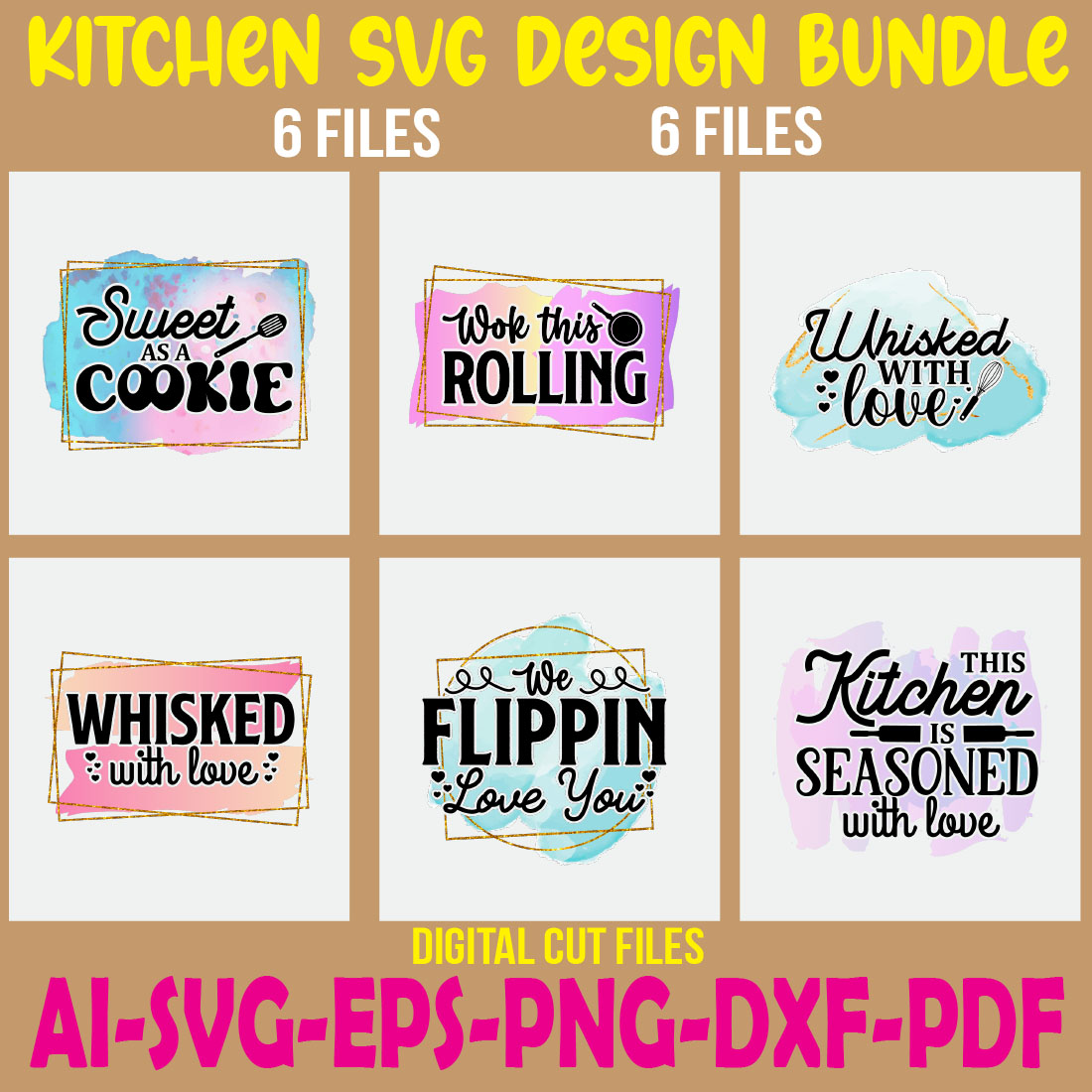 Kitchen SVG Design Bundle cover image.