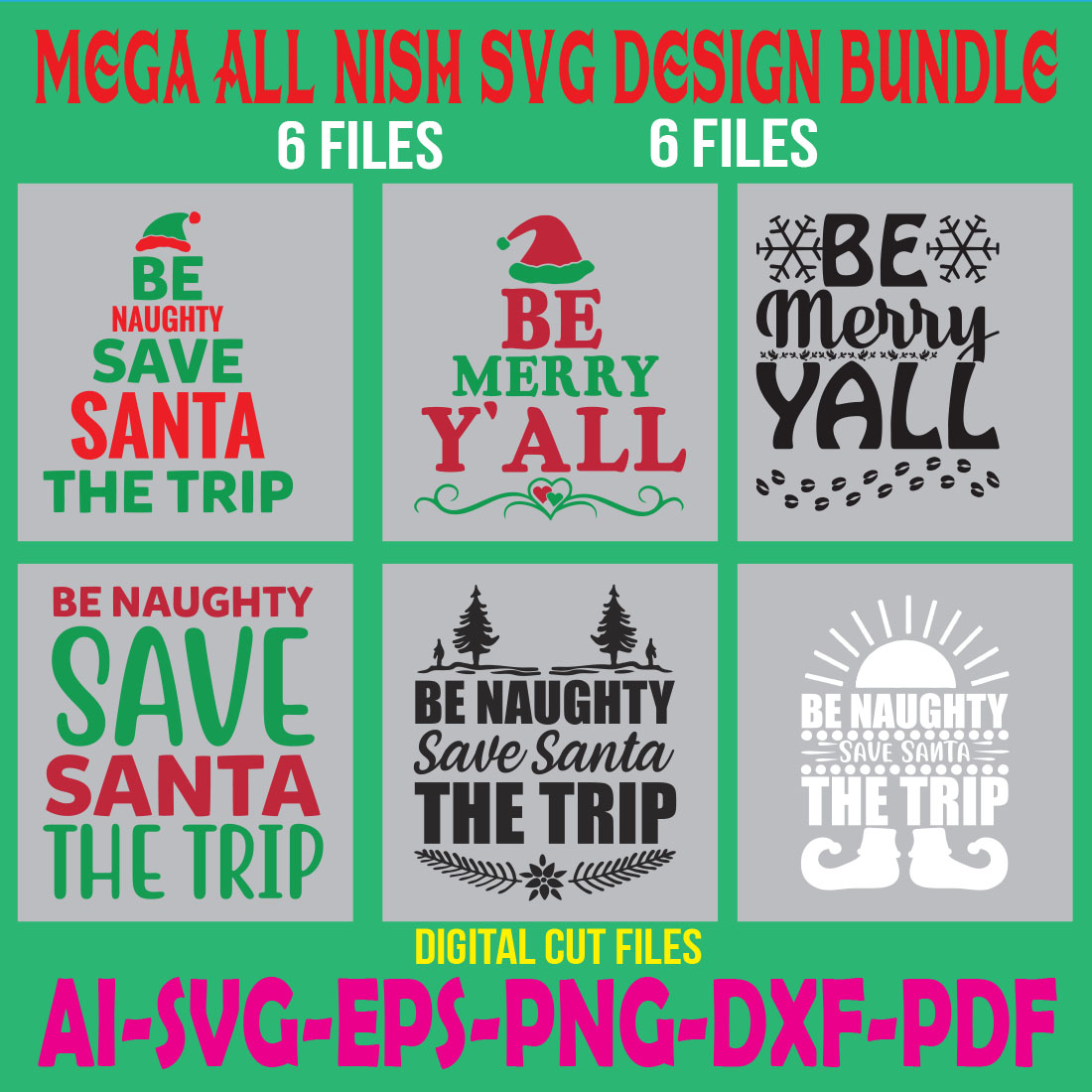 Mega All Nish SVG Design Bundle cover image.